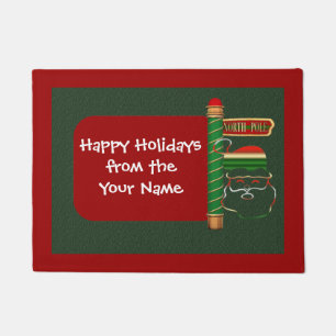 Christmas Santa Face Holiday Personalised Doormat