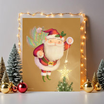 Christmas Santa Fairy Art Print