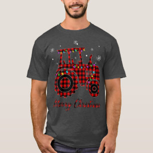 Christmas Santa Farm Tractor Light Snow Sleigh Paj T-Shirt