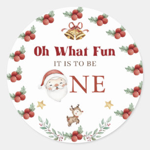Christmas Santa First Birthday Classic Round Sticker
