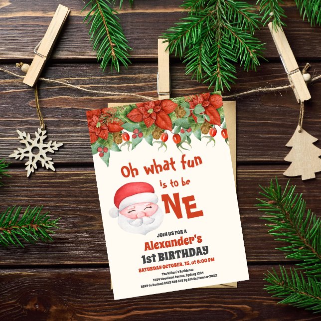 Christmas Santa First Birthday Invitation (Creator Uploaded)