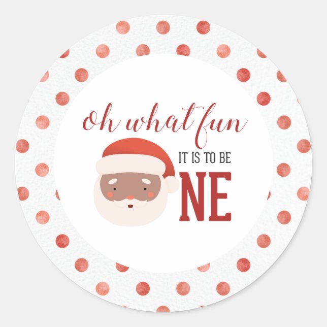 Christmas Santa  First Birthday Paper Plate Classic Round Sticker (Front)