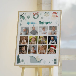 Christmas Santa First Year Photo Milestone Sign