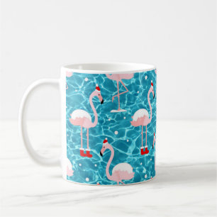 christmas santa flamingo coffee mug