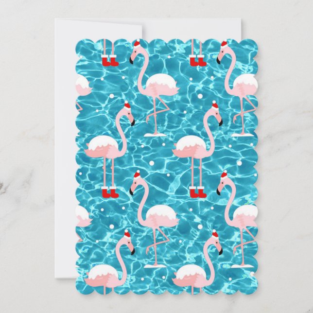 christmas santa flamingo invitation (Front)