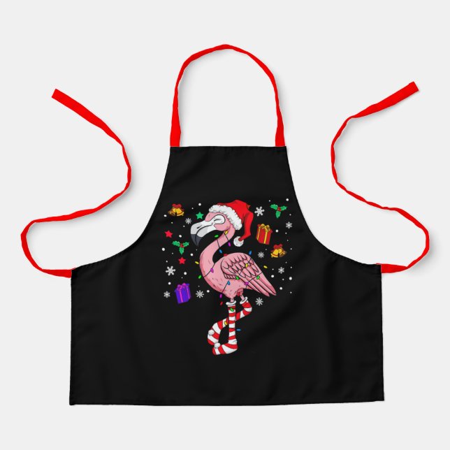 Christmas Santa Flamingo Lover Funny Classic Apron (Front)