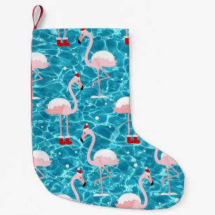 christmas santa flamingo small christmas stocking