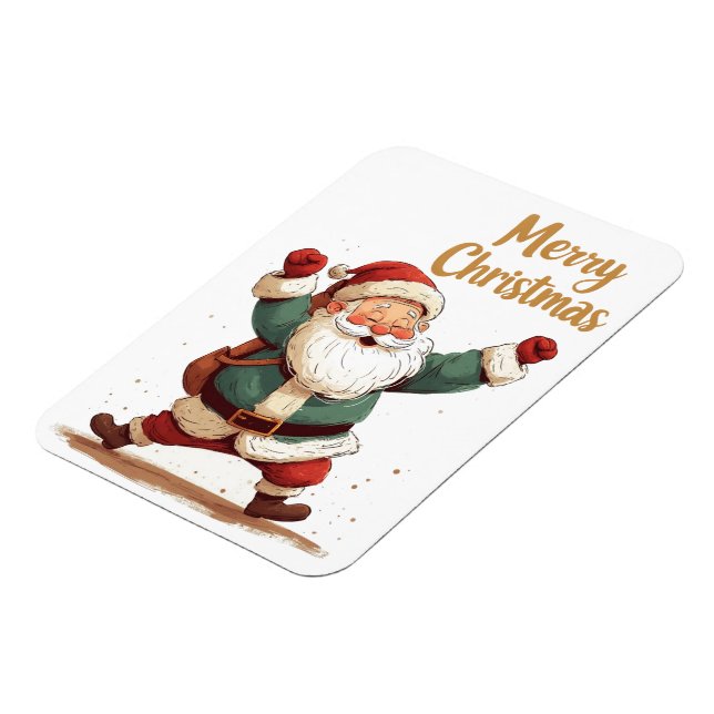  Christmas Santa Folded Greeting Card Magnet (Left Side)