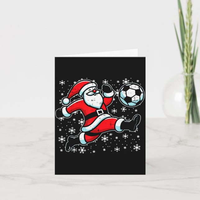 Christmas Santa Football Kick Xmas Soccer Men Boys Card (Front)