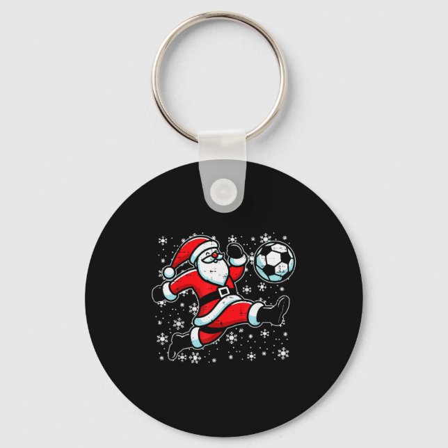 Christmas Santa Football Kick Xmas Soccer Men Boys Key Ring (Front)