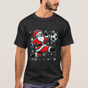 Christmas Santa Football Kick Xmas Soccer Men Boys T-Shirt