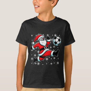 Christmas Santa Football Kick Xmas Soccer Men Boys T-Shirt