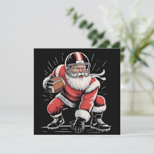 Christmas Santa Football Lineman Quarterback  Holiday Card