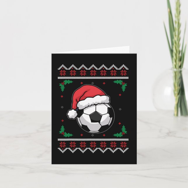 Christmas Santa Football Xmas Ugly Soccer Boys Kid Card (Front)