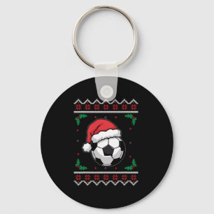 Christmas Santa Football Xmas Ugly Soccer Boys Kid Key Ring