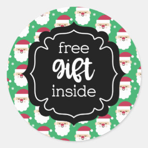 Christmas Santa Free Gift Inside Classic Round Sticker