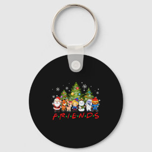 Christmas Santa Friends Rudolph Snowman Family Xma Key Ring