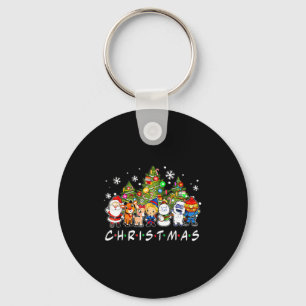 Christmas Santa Friends Rudolph Snowman Family Xma Key Ring