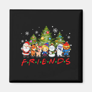 Christmas Santa Friends Rudolph Snowman Family Xma Magnet