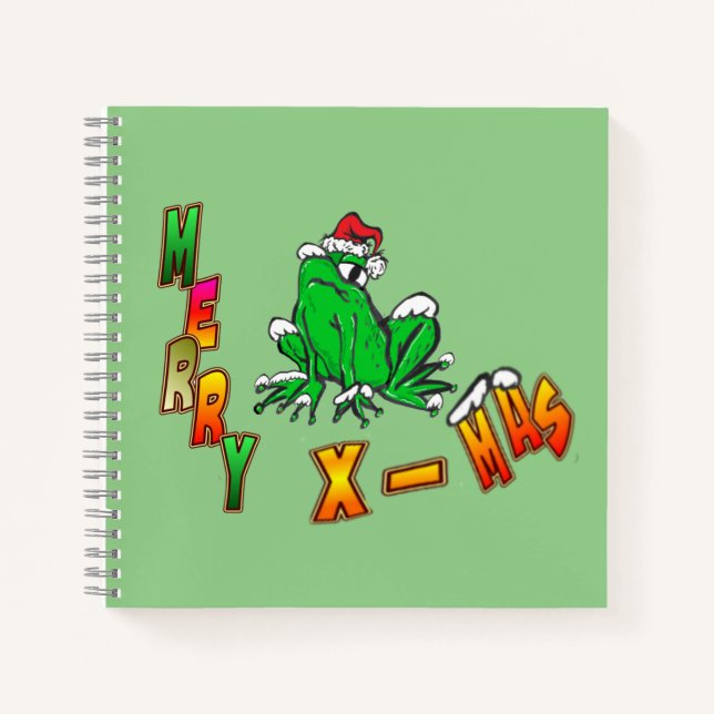 Christmas Santa Frog Merry Christmas Notebook (Front)