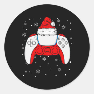 Christmas Santa Gamer Controller Boys Kids Teens G Classic Round Sticker