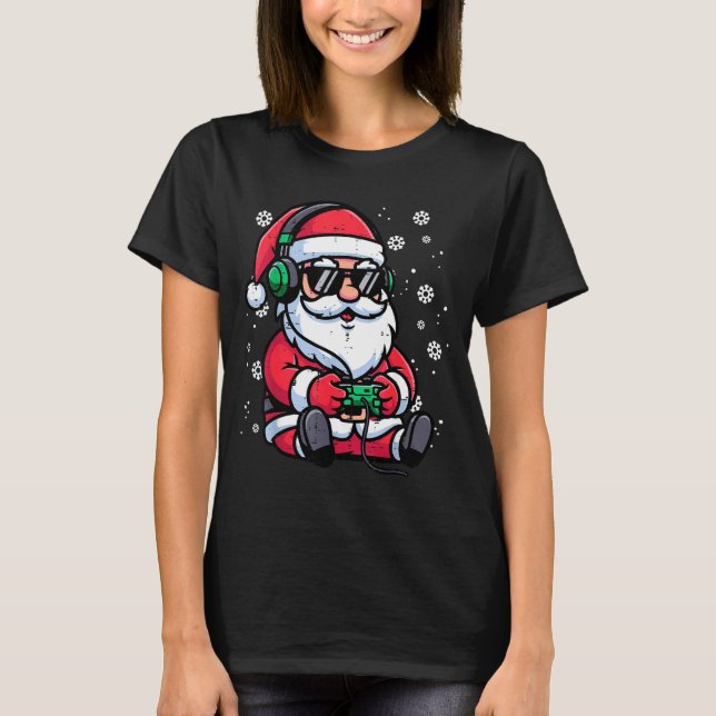 Christmas Santa Gamer Funny Xmas Video Gaming Men  T-Shirt (Front)