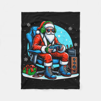 Christmas Santa Gamer Xmas Funny Video Gaming Chri Fleece Blanket