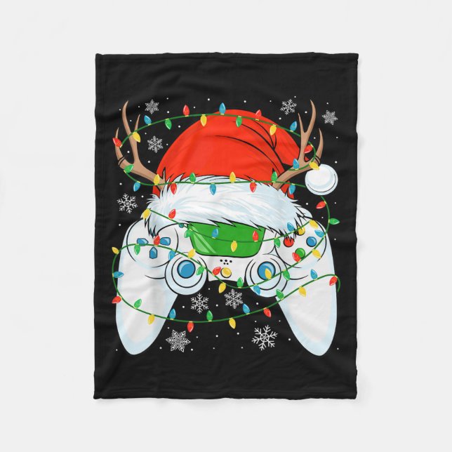 Christmas Santa Gamer Xmas Funny Video Gaming Chri Fleece Blanket (Front)