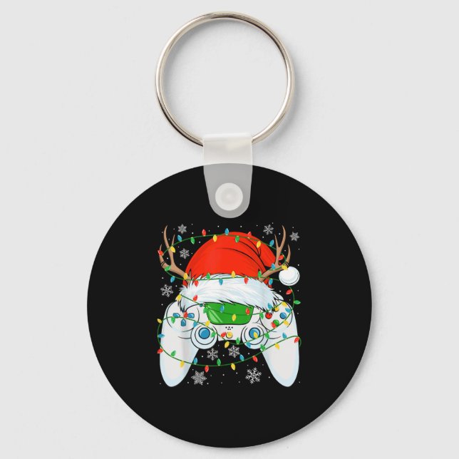 Christmas Santa Gamer Xmas Funny Video Gaming Chri Key Ring (Front)