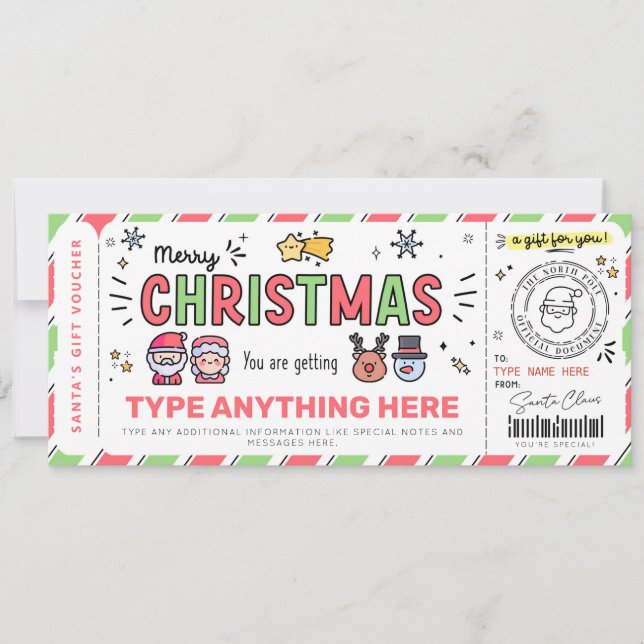 Christmas Santa Gift Voucher Template for kids (Front)