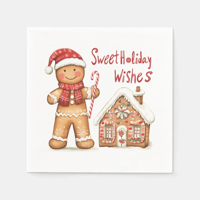 Christmas Santa Gingerbread man  Napkin (Front)