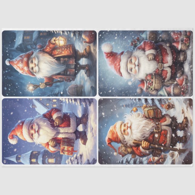 Christmas Santa Gnome  Tissue Paper (Front)