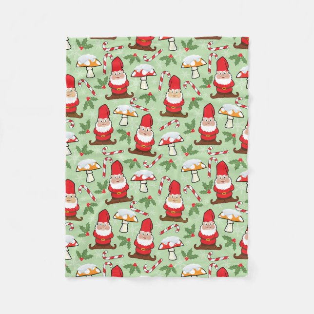 Christmas Santa Gnomes Design Fleece Blanket (Front)