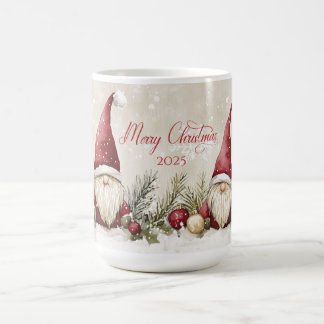 Christmas Santa Gnomes, Pine, Berries | Coffee Mug