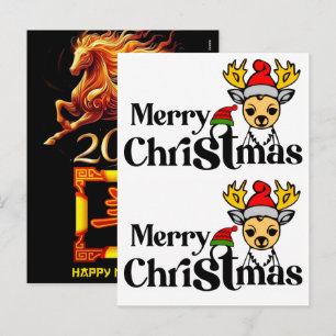 Christmas Santa Goat Chinese New Year 2027 Holiday Postcard