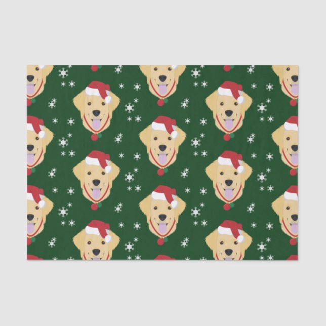 Christmas Santa Golden Retriever Dog Tissue Paper (Front)