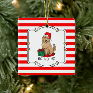 Christmas Santa Goldendoodle (golden red) Dog Cute Ceramic Ornament