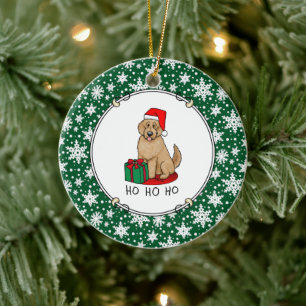 Christmas Santa Goldendoodle (golden red) Dog Cute Ceramic Tree Decoration