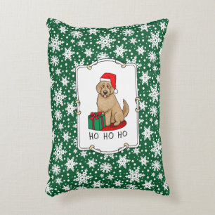 Christmas Santa Goldendoodle (golden red) Dog Cute Decorative Cushion