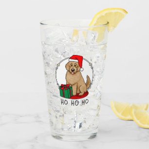 Christmas Santa Goldendoodle (golden red) Dog Cute Glass