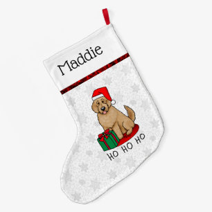 Christmas Santa Goldendoodle (golden red) Dog Cute Large Christmas Stocking