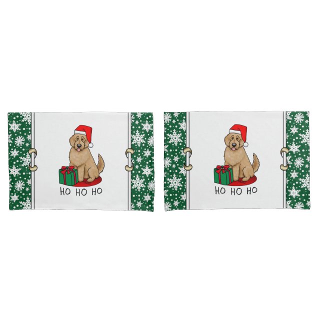 Christmas Santa Goldendoodle (golden red) Dog Cute Pillowcase (Front-Set)