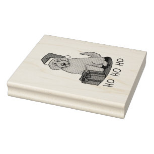 Christmas Santa Goldendoodle (golden red) Dog Cute Rubber Stamp