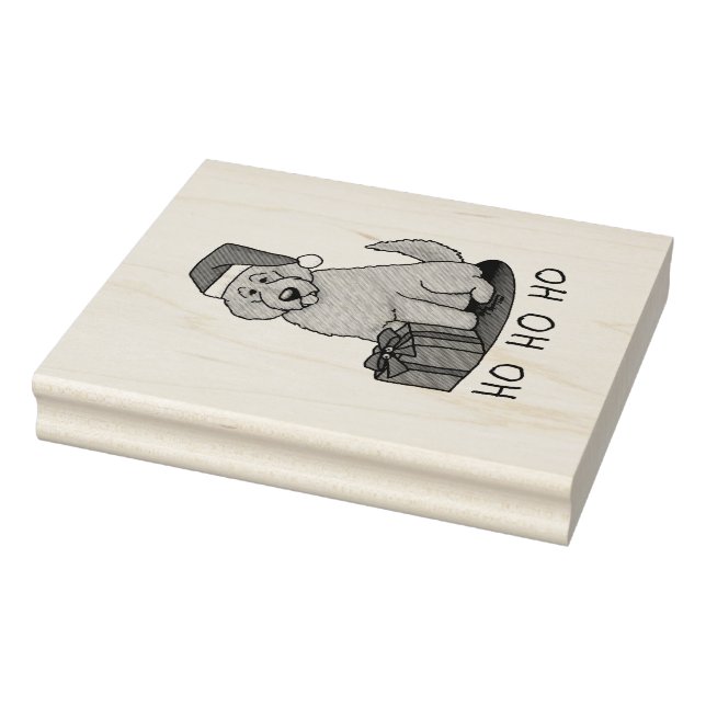 Christmas Santa Goldendoodle (golden red) Dog Cute Rubber Stamp (Stamp)
