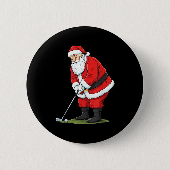 Christmas Santa Golf Golfer Xmas Funny Christmas G 6 Cm Round Badge (Front)