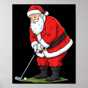 Christmas Santa Golf Golfer Xmas Funny Christmas G Poster