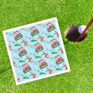 Christmas Santa Golfing With Reindeer Pattern Napkin
