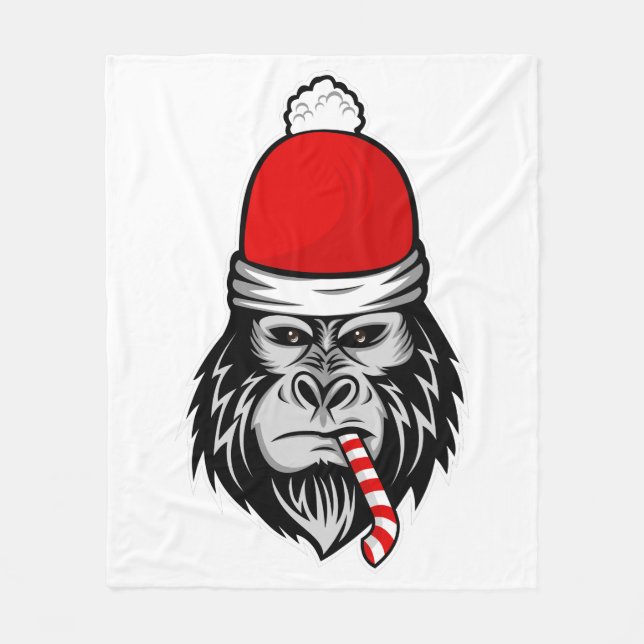 christmas santa gorilla fleece blanket (Front)