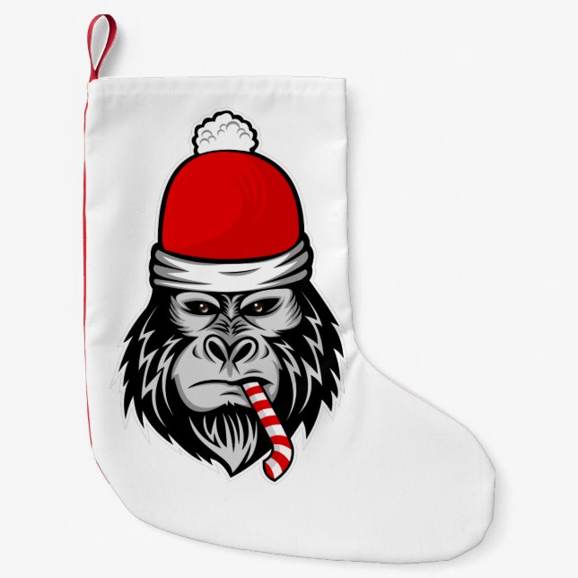 christmas santa gorilla small christmas stocking (Front)