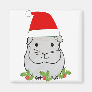christmas santa guinea pig magnet